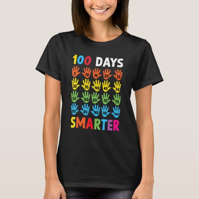 100 Days Smarter Hands Happy 100 Days Of School Bo T-Shirt (Vorderseite)