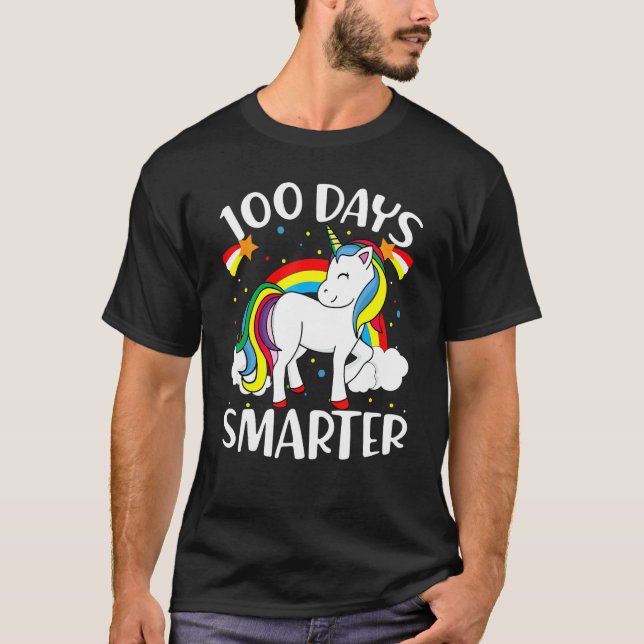 100 Days Smarter Happy 100th Day Of School Cute Un T-Shirt (Vorderseite)
