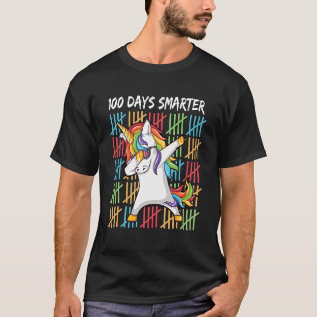 100 Days Smarter Happy 100th Day Of School Dabbing T-Shirt (Vorderseite)