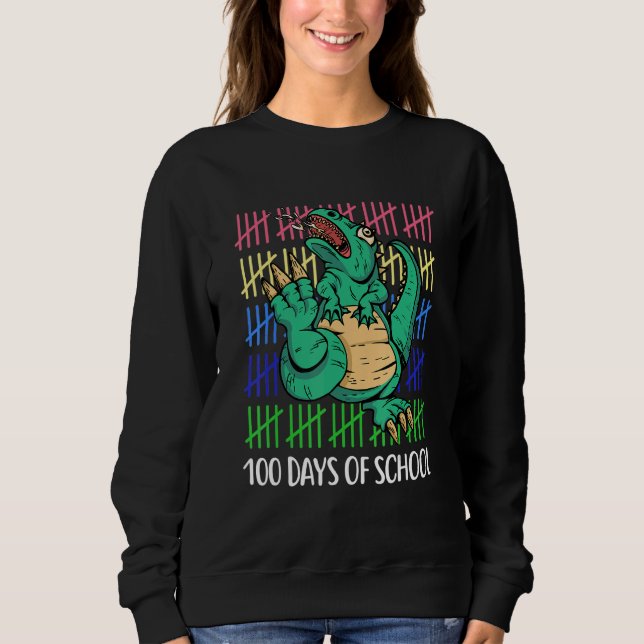100 Days Smarter Happy 100th Day of School Dinosau Sweatshirt (Vorderseite)
