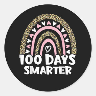 100 Days Smarter Happy 100th Day Of School Rainbow Runder Aufkleber