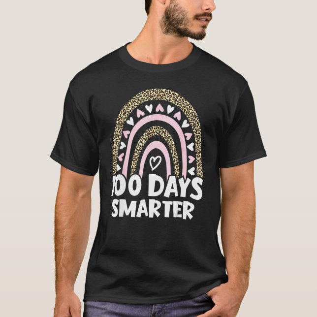 100 Days Smarter Happy 100th Day Of School Rainbow T-Shirt (Vorderseite)