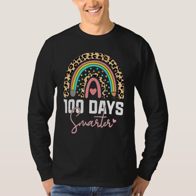 100 Days Smarter Happy 100th Day Of School Rainbow T-Shirt (Vorderseite)