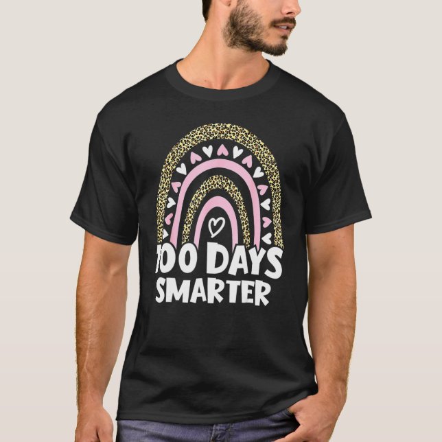 100 Days Smarter Happy 100th Day Of School Rainbow T-Shirt (Vorderseite)