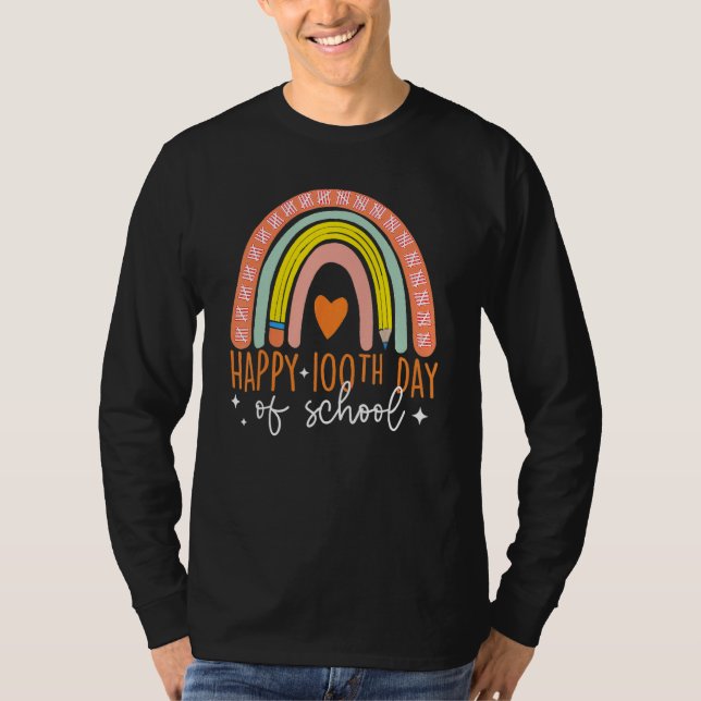 100 Days Smarter Happy 100th Day Of School Rainbow T-Shirt (Vorderseite)