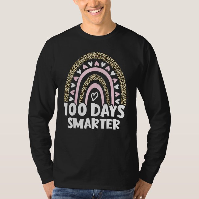 100 Days Smarter Happy 100th Day Of School Rainbow T-Shirt (Vorderseite)