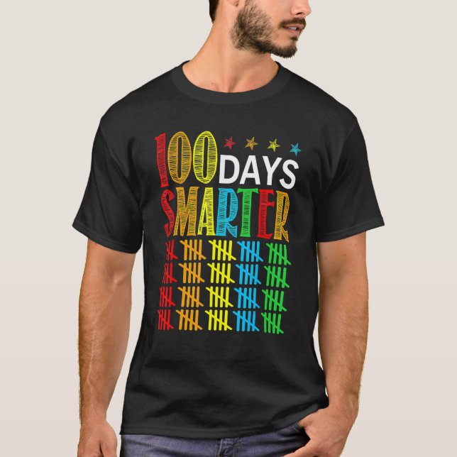 100 Days Smarter Happy 100th Day Of School Student T-Shirt (Vorderseite)