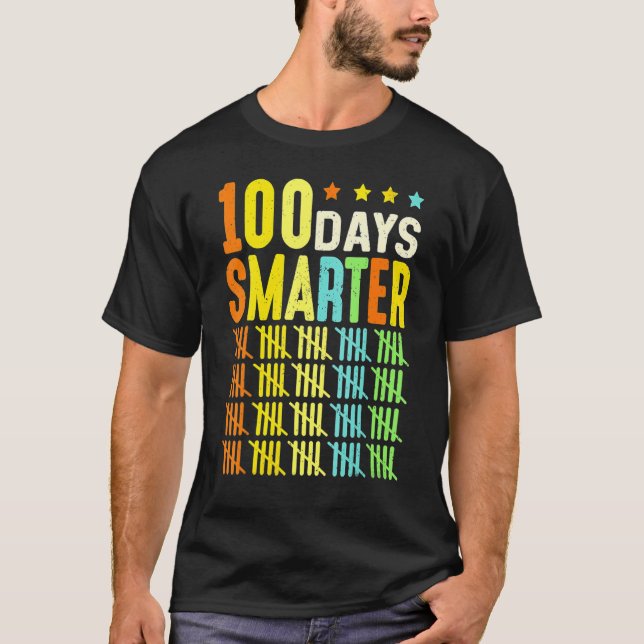 100 Days Smarter Happy 100th Day Of School Student T-Shirt (Vorderseite)