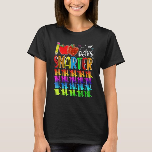 100 Days Smarter Happy 100th Day Of School Student T-Shirt (Vorderseite)