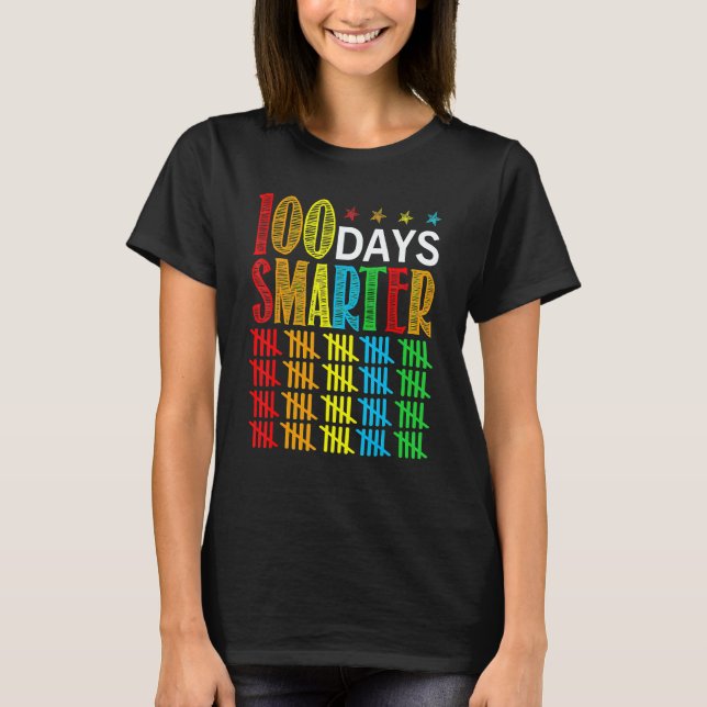 100 Days Smarter Happy 100th Day Of School Student T-Shirt (Vorderseite)