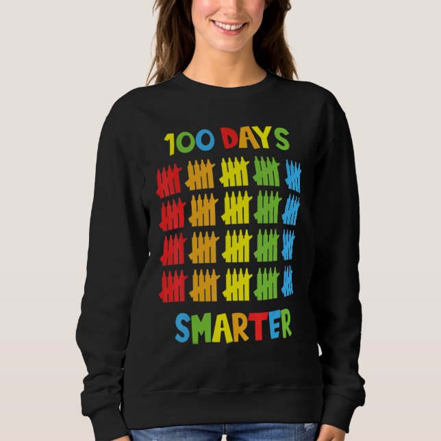 100 Days Smarter Happy 100th Day Of School Tally M Sweatshirt (Vorderseite)