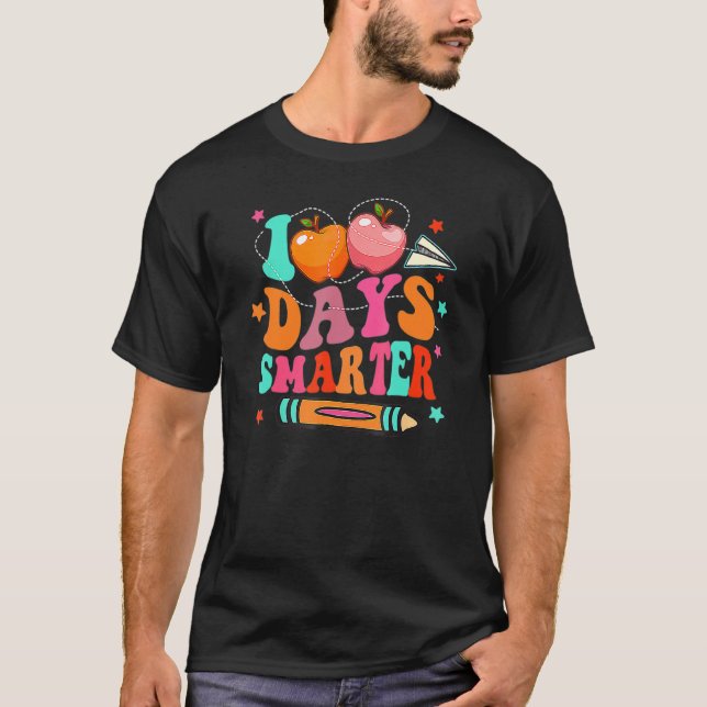 100 Days Smarter Happy 100th Day Of School Teacher T-Shirt (Vorderseite)