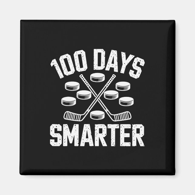 100 Days Smarter Hockey 100th Day Of School Studen Magnet (Vorne)