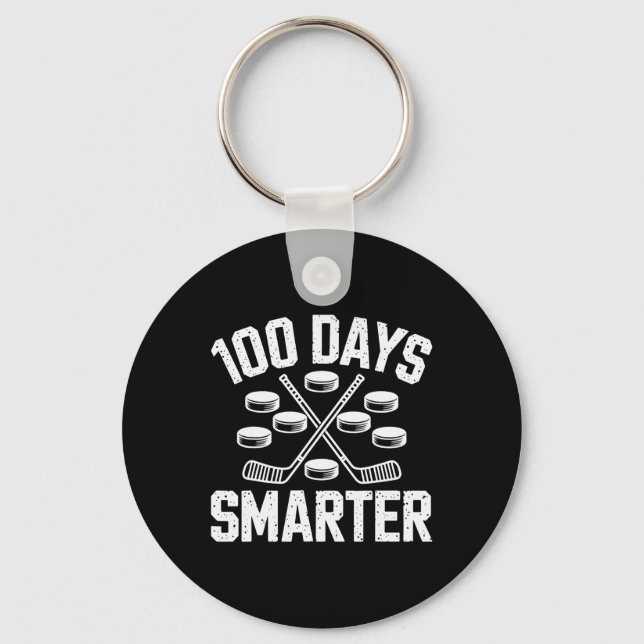 100 Days Smarter Hockey 100th Day Of School Studen Schlüsselanhänger (Vorderseite)