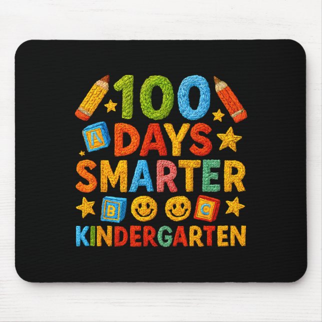 100 Days Smarter Kindergarten Milestone School Ach Mousepad (Vorne)
