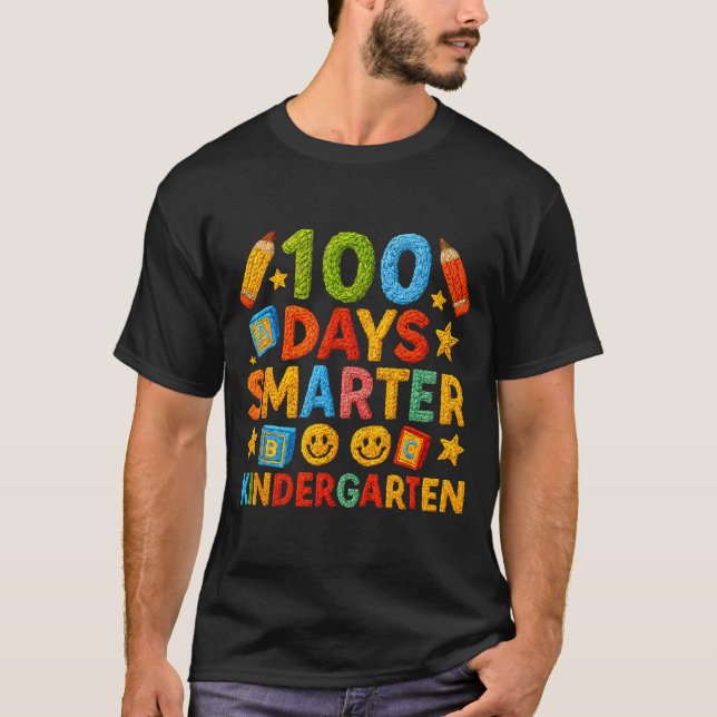 100 Days Smarter Kindergarten Milestone School Ach T-Shirt (Vorderseite)