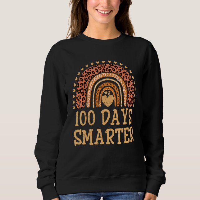 100 Days Smarter Leopard Teacher 100th Day Of Scho Sweatshirt (Vorderseite)