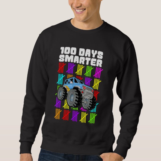 100 Days Smarter Monster Truck Boy 100th Day Of Sc Sweatshirt (Vorderseite)