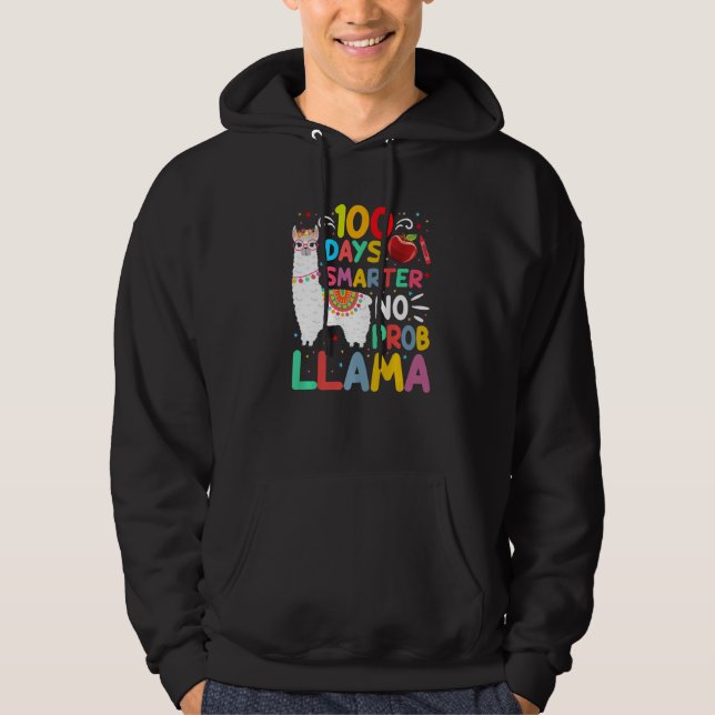 100 Days Smarter No Probllama Llama 100 Days of Sc Hoodie (Vorderseite)