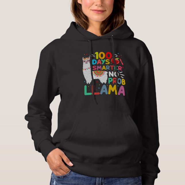 100 Days Smarter No Probllama Llama 100 Days of Sc Hoodie (Vorderseite)