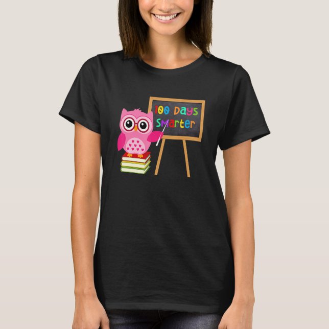 100 Days Smarter Owl Teacher Girls Child 100th Day T-Shirt (Vorderseite)
