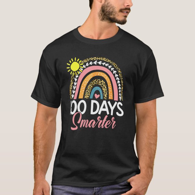 100 Days Smarter Rainbow Leopard Happy 100th Day O T-Shirt (Vorderseite)