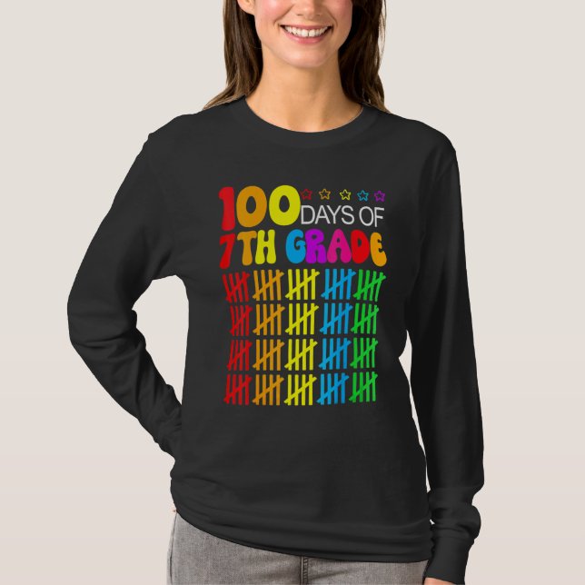 100 Days Smarter Seventh Grade 100th Day Of School T-Shirt (Vorderseite)