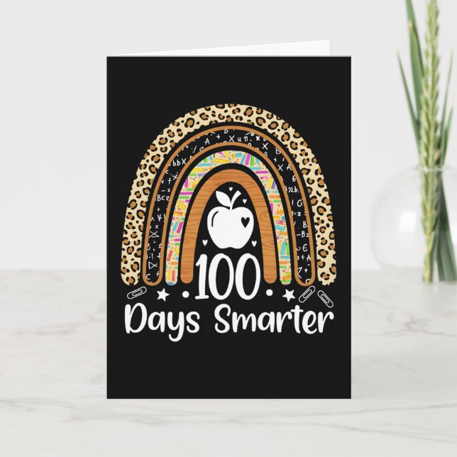 100 Days Smarter Teacher Rainbow Classroom School Karte (Vorderseite)