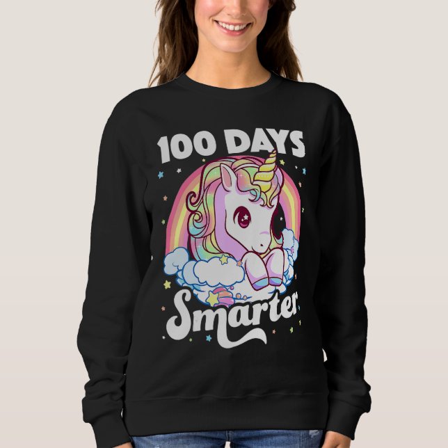 100 Days Smarter Unicorn Girls Teacher 100th Day O Sweatshirt (Vorderseite)