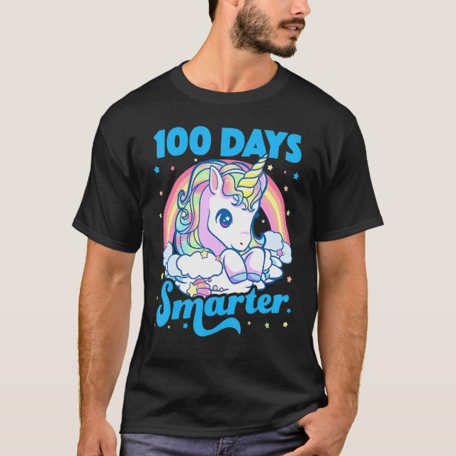 100 Days Smarter Unicorn Girls Teacher 100th Day O T-Shirt (Vorderseite)