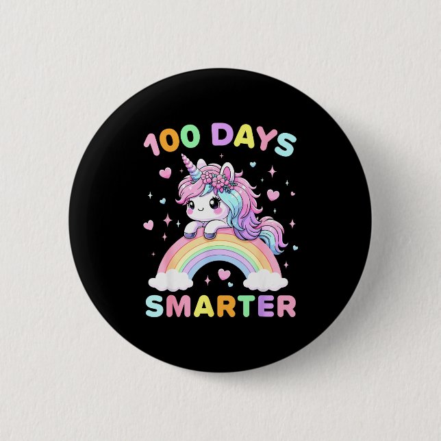 100 Days Smarter Unicorrn 100th Day Of School Kids Button (Vorderseite)