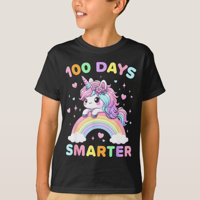 100 Days Smarter Unicorrn 100th Day Of School Kids T-Shirt (Vorderseite)