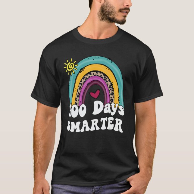 100 Days Smater Rainbow Teacher Student 100th Days T-Shirt (Vorderseite)