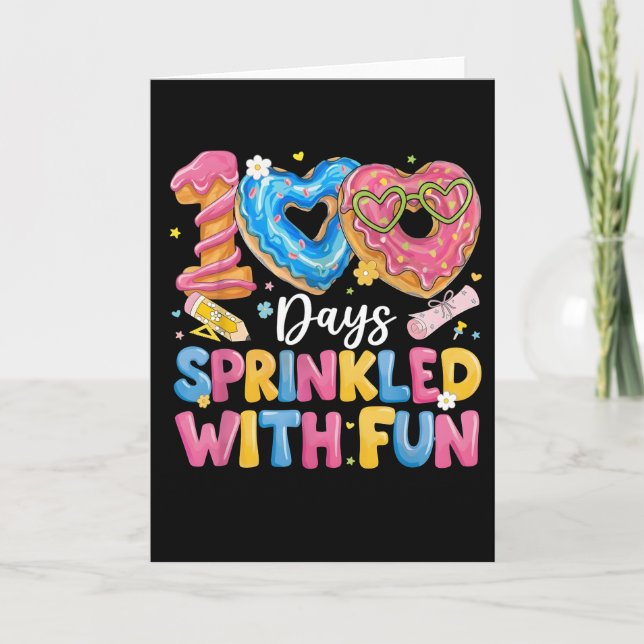 100 Days Sprinkled With Fun Cute Donut Karte (Vorderseite)