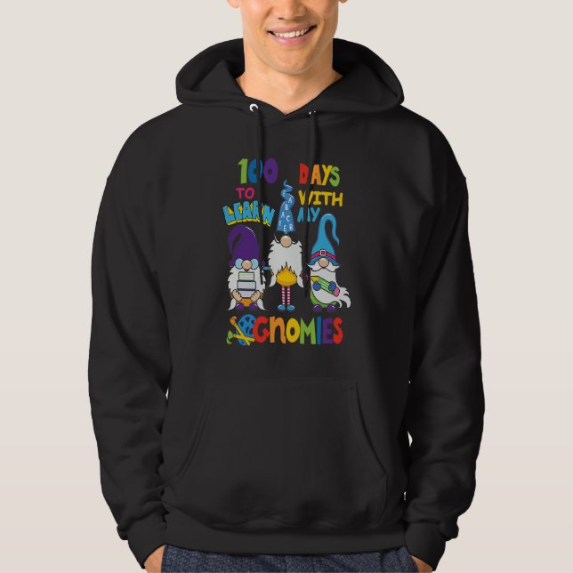 100 Days To Learn With My Gnomies 100 Days Smarter Hoodie (Vorderseite)