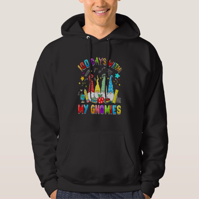 100 Days With My Gnomies Teacher Funny 100th Day O Hoodie (Vorderseite)