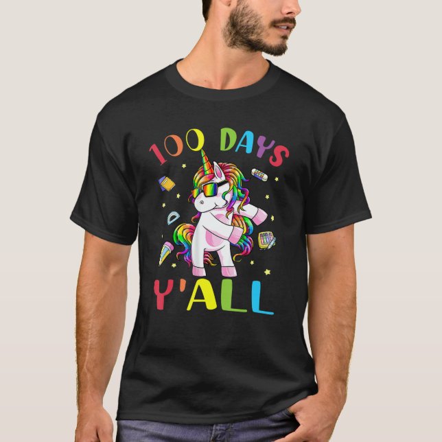 100 Days Y'all Flossing Unicorn for Kids Girls Tee (Vorderseite)
