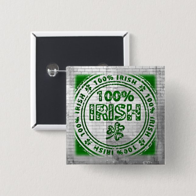 100 % der irischen Graffiti-Mauer Button (Vorne & Hinten)