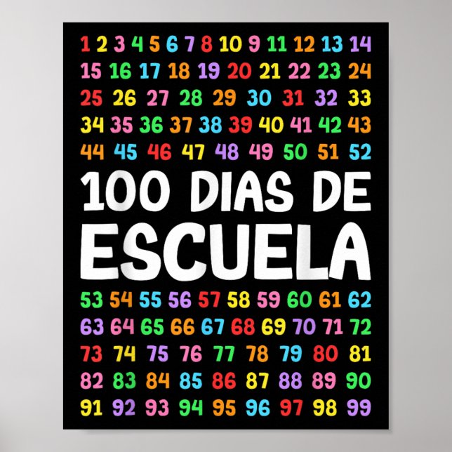 100 Dias De Escuela Spanischer Lehrer Poster (Vorne)