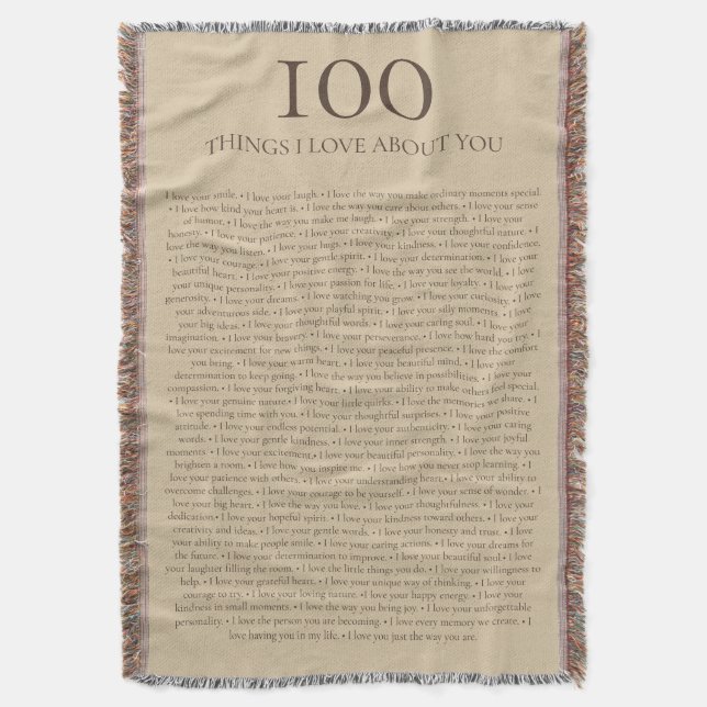 100 Dinge, die ich an dir liebe - Personalisierbar Decke (Vorderseite Vertikal)