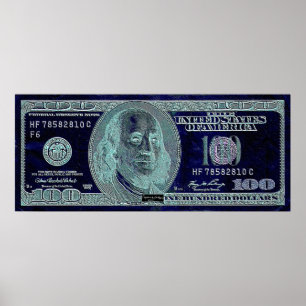 100 Dollar 2, Art Signature BW Poster