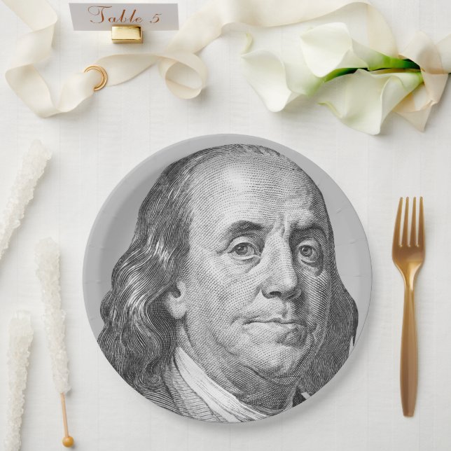100 Dollar, Benjamin Franklin Pappteller (Hochzeit)