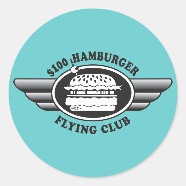 100 Dollar Hamburger - Flying Club Runder Aufkleber (Vorderseite)