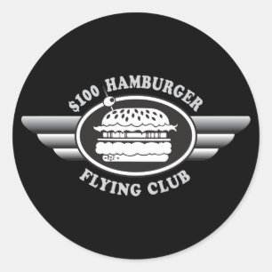 100 Dollar Hamburger - Flying Club Runder Aufkleber