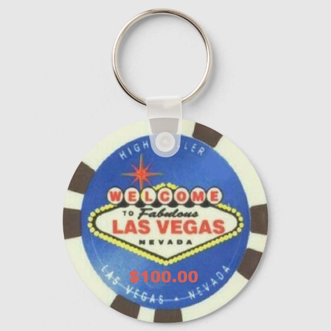 100 Dollar Poker Chip Blue Las Vegas Schlüsselanhä Schlüsselanhänger (Vorderseite)