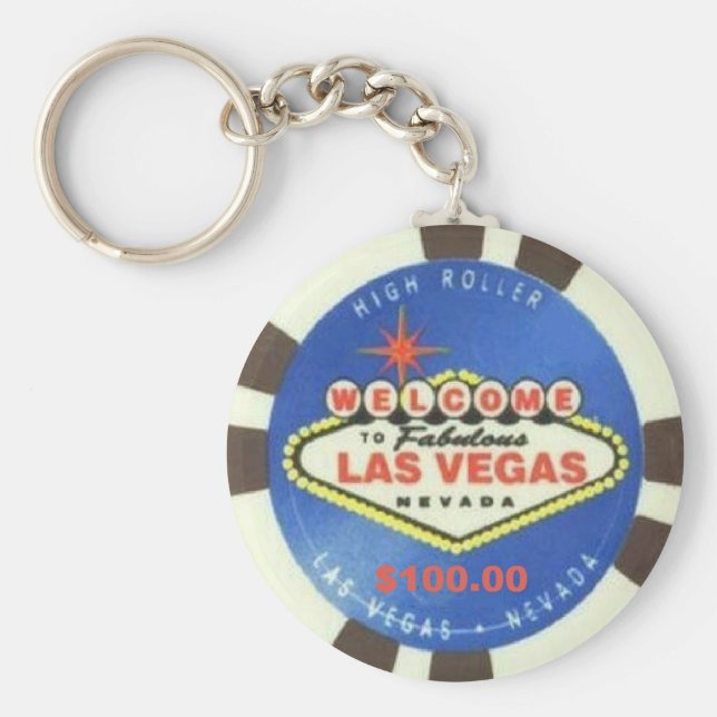 100 Dollar Poker Chip Blue Las Vegas Schlüsselanhä Schlüsselanhänger (Vorne)