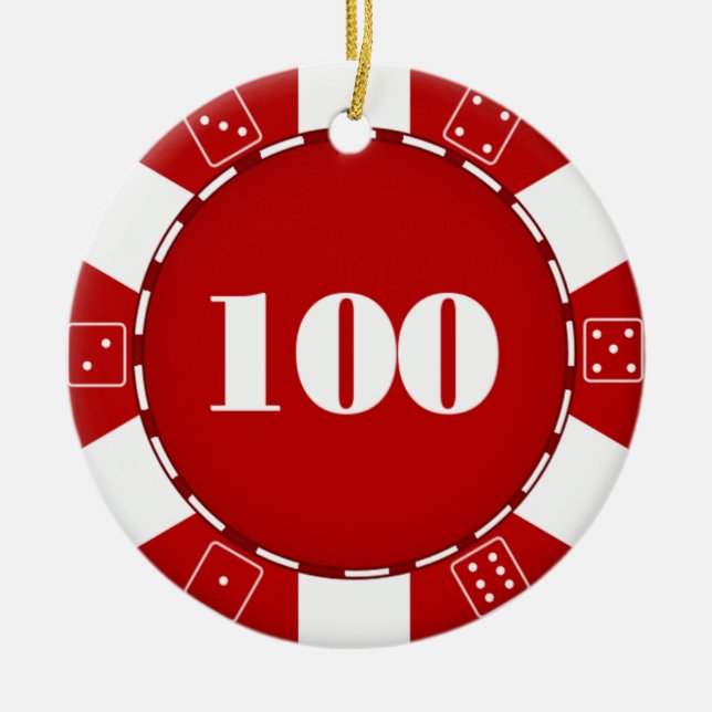 100 Dollar-Poker-Chip-Verzierung Keramik Ornament (Vorne)