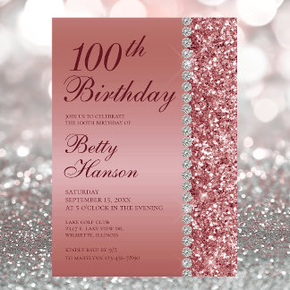 100. Elegante Rose Gold Geburtstag Einladung