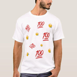 100 Emoji Grafik-Spitze T-Shirt