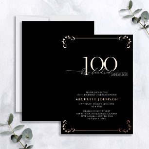 100& Fabulous Black Rose Gold Calligraphie Geburts Folieneinladung